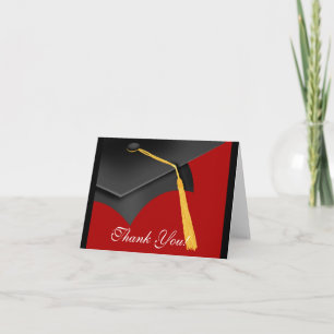 Carte De Remerciements Graduation Thank You Note Card Black Red Grad Cap