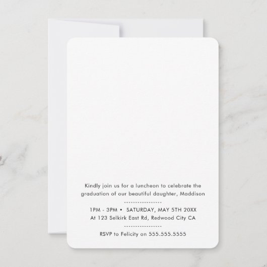 Carte De Remerciements GRADUY PARTY photo simple calligraphie noir (Dos)