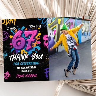 Carte De Remerciements Graffiti 6 7 Mème Tendance Six Sept Anniversaire P