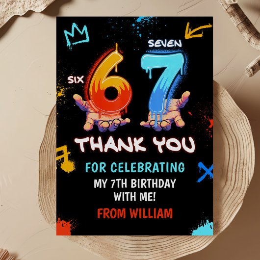 Carte De Remerciements Graffiti 6 7 Meme Trend Six Seven Birthday Party