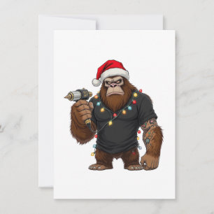 Carte De Remerciements Grand Tatuage de Noël de Bigfoot Sasquatch Artiste