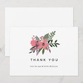 Carte De Remerciements Grandeur Moderne Fleur de Prunier et Rose (Devant / Derrière)