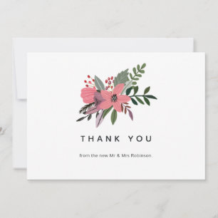 Carte De Remerciements Grandeur moderne Plum et rose Floral