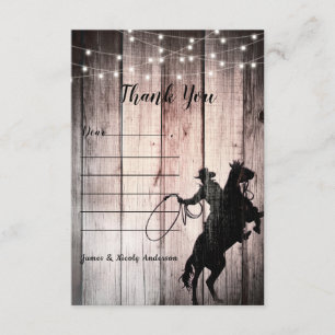 Carte De Remerciements Grange en bois rustique de cowboy Country Wild Wes