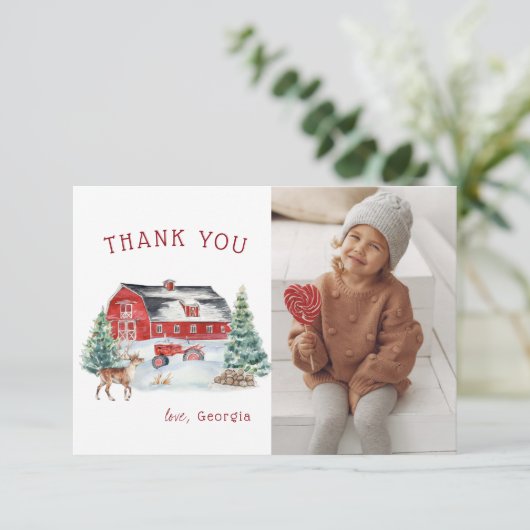 Carte De Remerciements Grange Rouge | Remerciements d'anniversaire sur le (Debout devant)