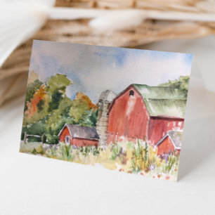 Carte De Remerciements Grange Rouge Rustique Remerciement Aquarelle de Ca
