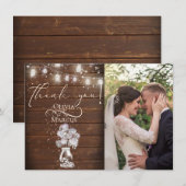 Carte De Remerciements Grange Rustique Lucioles au Feu de Bois (Devant / Derrière)