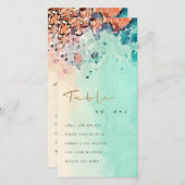 CARTE DE REMERCIEMENTS GRAPHIQUE TURQUOISE DE PLAGE SABLE ROCK NUMÉRO DE (Devant / Derrière)