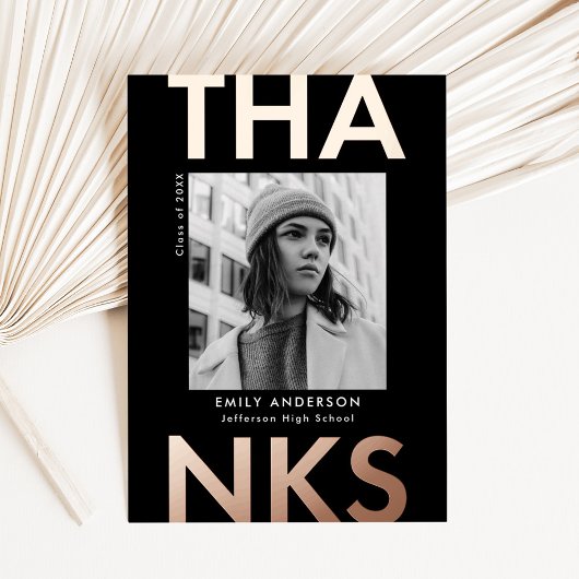 Carte de remerciements Gras Grad Rose Gold Grad