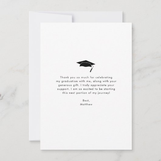 Carte De Remerciements Gras graduation photo moderne simple typographie (Dos)