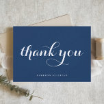 Carte De Remerciements Gras Moderne Calligraphie bleu marine<br><div class="desc">Envoyez des remerciements avec ce carte de remerciements personnalisable. Il présente une calligraphie moderne et une typographie simple sur un arrière - plan bleu marine. Personnalisez en ajoutant votre nom ou d'autres détails. Ce carte de remerciements de calligraphie est parfait pour les entreprises, mariages, douches nuptiales, baby showers, diplômes, et...</div>
