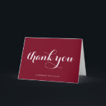 Carte De Remerciements Gras Moderne Calligraphie Bourgogne<br><div class="desc">Envoyez des remerciements avec ce carte de remerciements personnalisable. Il présente une calligraphie moderne et une typographie simple sur un arrière - plan bordeaux. Personnalisez en ajoutant votre nom ou d'autres détails. Ce carte de remerciements de calligraphie est parfait pour les entreprises, mariages, douches nuptiales, baby showers, diplômes, et bien...</div>