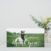 Carte De Remerciements Gras Moderne Calligraphie Mariage photo blanc (Debout devant)