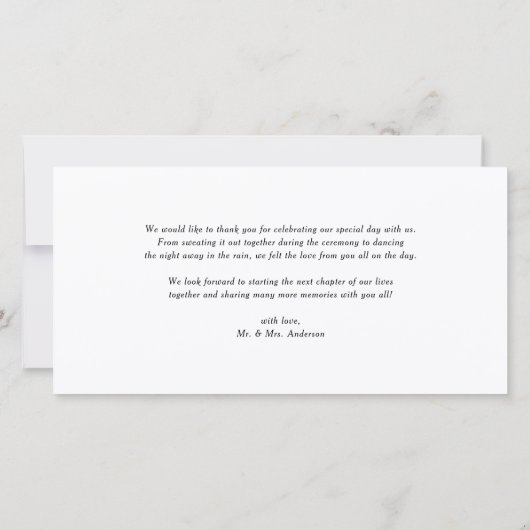 Carte De Remerciements Gras Moderne Calligraphie Mariage photo blanc (Dos)