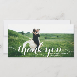 Carte De Remerciements Gras Moderne Calligraphie Mariage photo blanc