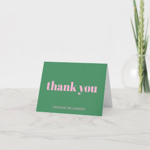 Carte De Remerciements Gras Moderne Rétro Rose Vert Anniversaire