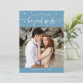 Carte De Remerciements Grateful Beyond Words Wedding Photo Denim Blue (Debout devant)