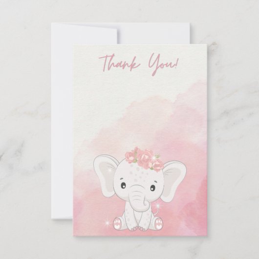 Carte De Remerciements Gratitude De Coeur, Éléphant Adorable (Devant)