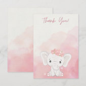 Carte De Remerciements Gratitude De Coeur, Éléphant Adorable (Devant / Derrière)