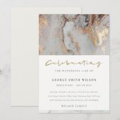 CARTE DE REMERCIEMENTS GRAY AGATE CÉLÉBRER L'INVITATION DE SERVICE MÉMORI (Devant / Derrière)