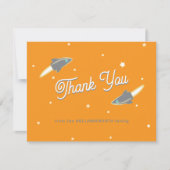 Carte De Remerciements Gray Rockets and Stars Navy Orange (Devant)