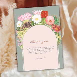 Carte De Remerciements Green Boho Arch Cactus Bloom Desert Baby shower
