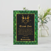Carte De Remerciements Green Dragon Scales Gold Faux Parties scintillant (Debout devant)