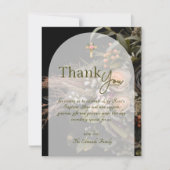 Carte De Remerciements Green Fall Floral Baptism (Devant)