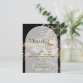 Carte De Remerciements Green Fall Floral Baptism (Debout devant)