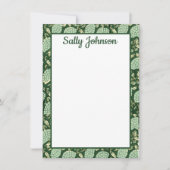 Carte De Remerciements Green Floral Block Print, Customized Stationery (Devant)