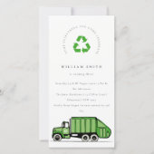 Carte De Remerciements Green Garbage Truck Kids N'importe quel âge Annive (Devant)