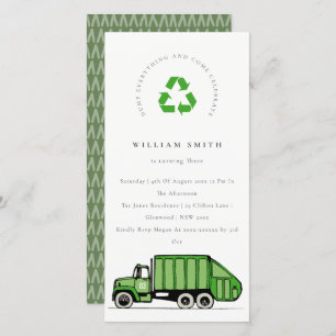 Carte De Remerciements Green Garbage Truck Kids N'importe quel âge Annive