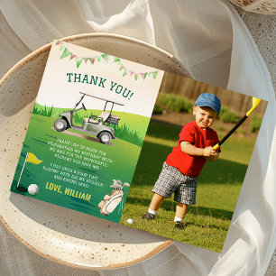 Carte De Remerciements Green Golf Par tee 1er Anniversaire Photo
