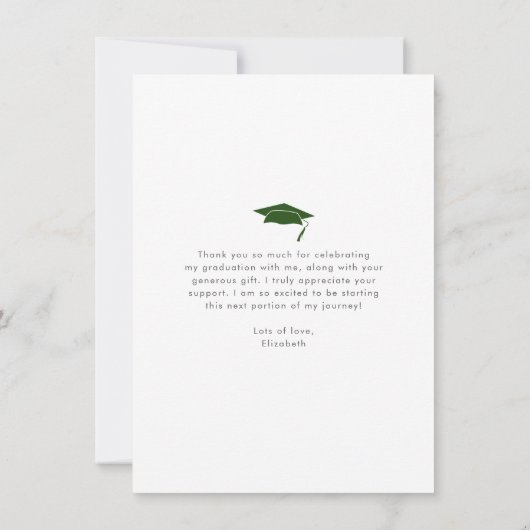 Carte De Remerciements Green graduation photo audacieuse typographie mode (Dos)