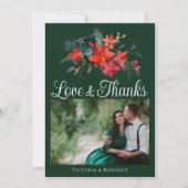 Carte De Remerciements Green Holiday Mariage Photo Love & Thanks (Devant)