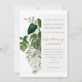 Carte De Remerciements Green Leafy Tropical Palm Foliage Mariage Invitati (Devant)