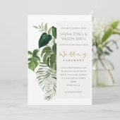 Carte De Remerciements Green Leafy Tropical Palm Foliage Mariage Invitati (Debout devant)