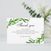 Carte De Remerciements Green, merci. Note mariage d'été botanique (Debout devant)