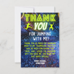 Carte De Remerciements Green Neon Glow Boys Trampoline fête d'anniversair
