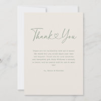 Green Oh Baby Coeur Calligraphie Baby shower simpl