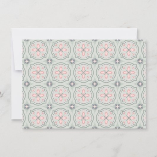 Carte De Remerciements Green Pastel Floral Tiles (Devant)
