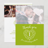 Carte De Remerciements Green Peridot coeur anniversaire 1 ans photo (Devant / Derrière)