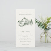 Carte De Remerciements Green Pine Woods Mountain Sketch Wedding Invitatio (Debout devant)