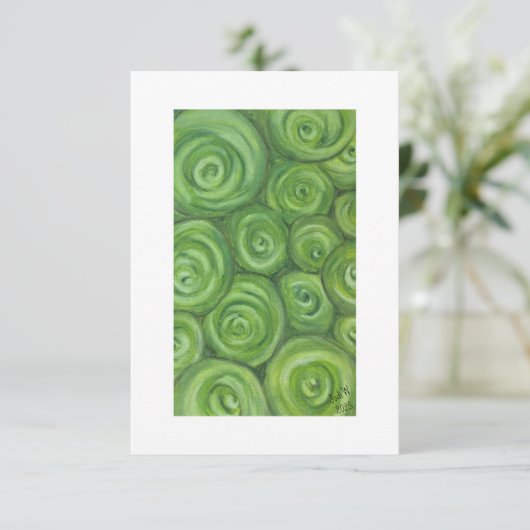 Carte De Remerciements Green toned roses - hand-drawn original art. (Debout devant)