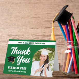 Carte De Remerciements Green White Graduate Photo Arch 2025 Graduation