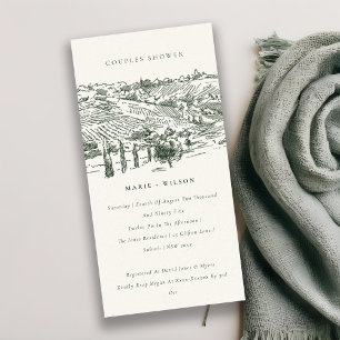 Carte De Remerciements Green Winery Mountain Sketch Couples Douche Invita