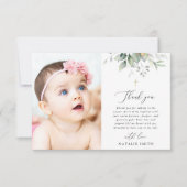 Carte De Remerciements Greenery, Eucalyptus Leaves, Boho, Baptism (Devant)
