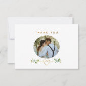 Carte De Remerciements Greenery Gold Heart Wedding (Devant)