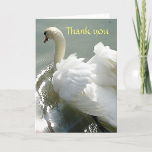 Carte De Remerciements Greeting card white swan with light heart