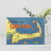 Carte De Remerciements Greetings From Cape Cod 5x7 Map Postcard (Debout devant)